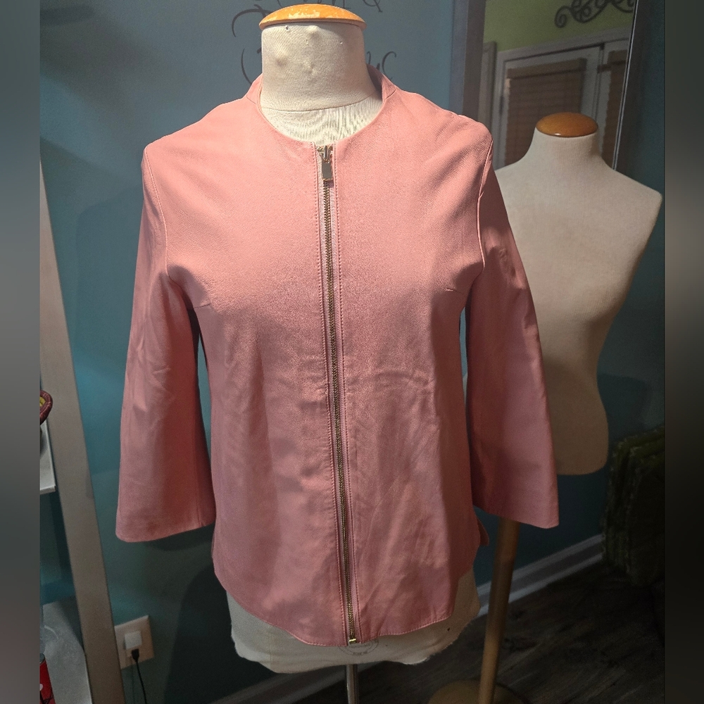 Timelessly Classic Pink Leather Jacket